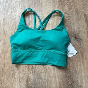 New with tags, Lululemon energy bra long line Maldives green.